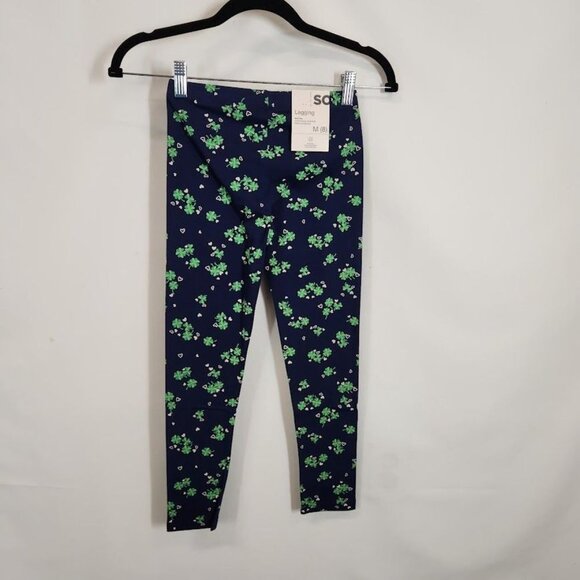 SO Girl's Navy Blue Clover Leggings - Size M (8) - Picture 3 of 6